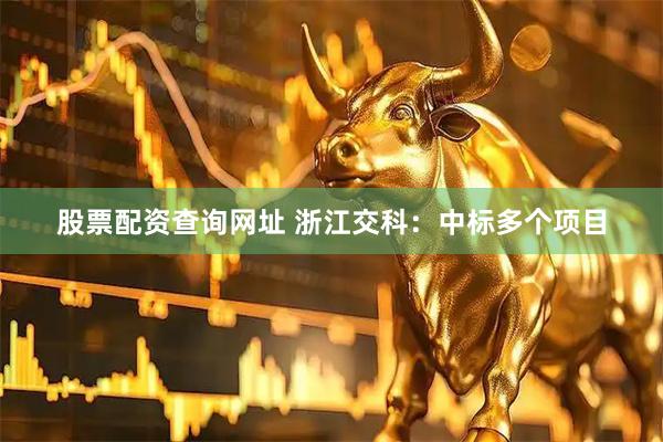 股票配资查询网址 浙江交科：中标多个项目