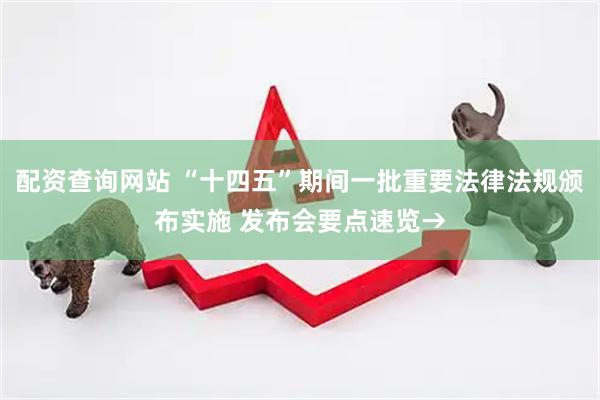 配资查询网站 “十四五”期间一批重要法律法规颁布实施 发布会要点速览→